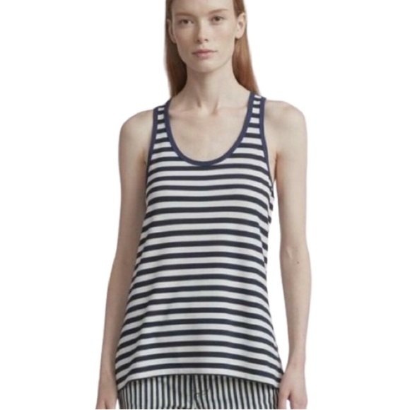 Women's S NWT Rag & Bone Kat Split Back Tank Top White/Navy Split Back - Picture 1 of 11